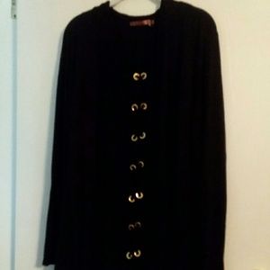 3X Belldini Lace Up Back Long Black Cardigan